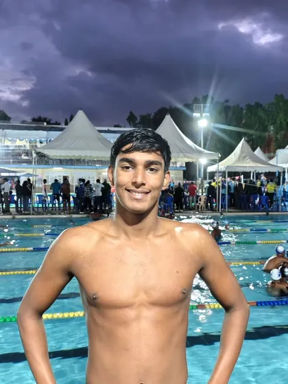Dharshan S with his silver medal.