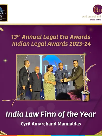 Our team accepting the 'India Law Firm of the Year' award at the 13th Annual Legal Era Awards, a testament to our overall excellence.