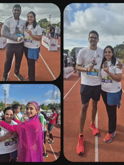 A collage from the Kodagu Monsoon Run, showing our team members with their medals and supporting each other. Even an injury doesn't stop the team spirit.
