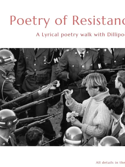 This iconic image of protest perfectly captures the spirit of our 'Poetry of Resistance' walks. We carry a flash of poetry birthed in a furnace, noticing nature's own rare resilience as we walk through Lodhi Gardens.