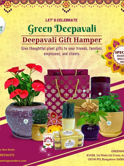 A beautiful Deepavali gift hamper featuring red anthuriums, chocolates, and other festive items in a premium gift bag, ideal for corporate and personal gifting.