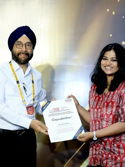 Founder Mohanbir Singh presenting an award at the WADE ASIA competition. We actively engage with the design community to foster a shift toward more thoughtful and inclusive architectural approaches.