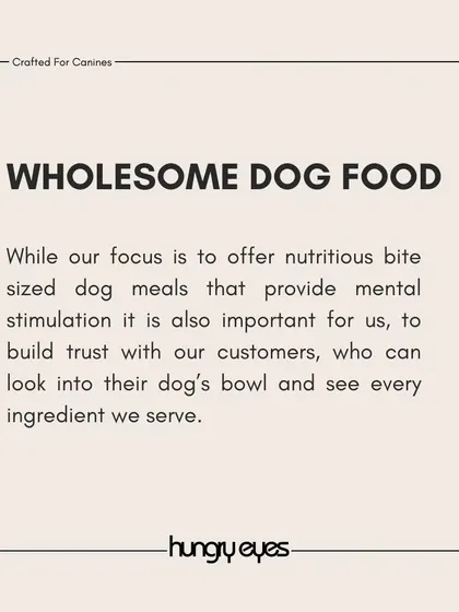Wholesome Dog Food: We build trust by letting you see every single ingredient in your dog's bowl. No mush, no mystery.
