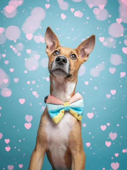 A duplicate shot of this handsome model. The heart bokeh in the background adds a touch of Valentine's magic.