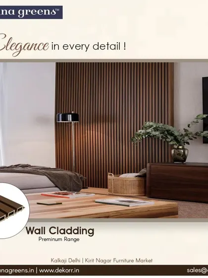 Elegance is in the details. This premium WPC wall cladding in a bedroom setting creates a beautiful, textured accent wall that exudes sophistication. It’s a simple way to make your personal space feel more luxurious.