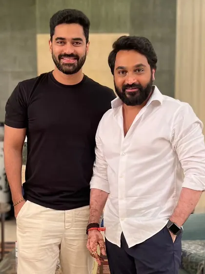 On set with actor Shine Shetty for "Masti Masala". Providing professional grooming and makeup for male celebrities is a key part of my on-set services.