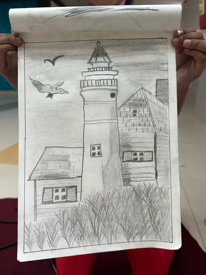 This lighthouse drawing is a great example of what students can create in our basic pencil shading course.