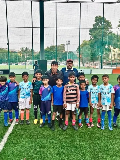 Our U9 team celebrating their first two wins in the WSM Blue Cubs League.
