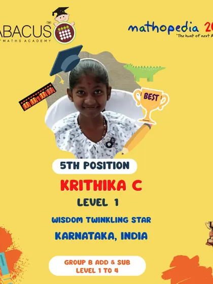 Krithika C from Karnataka, achieving 5th Position.