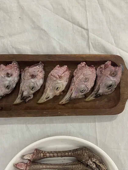 Raw turkey heads, a crunchy and nutritious meal for experienced raw fed dogs. These provide a great source of calcium and mental stimulation.
