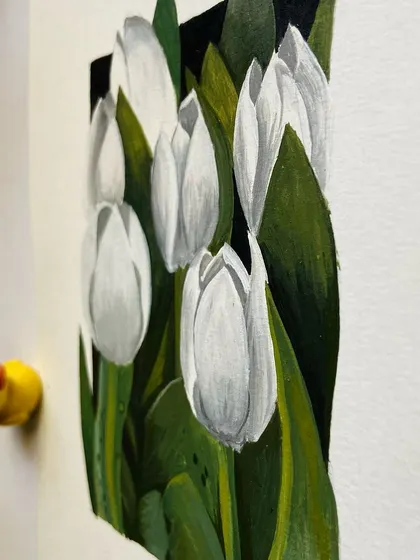 Another side view of the tulip painting.