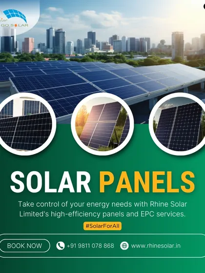 This poster showcases a large urban solar installation, highlighting our high-efficiency panels and EPC services. I am here to help you take control of your energy needs and achieve energy independence.