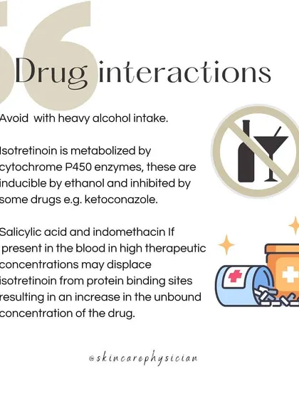Understanding drug interactions is crucial when taking Isotretinoin. For example, heavy alcohol intake should be avoided as it can affect how the drug is metabolized.