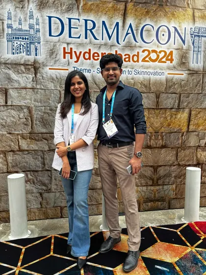 Another moment of learning and networking with a peer at Dermacon 2024. Continuous professional development is a cornerstone of my practice.