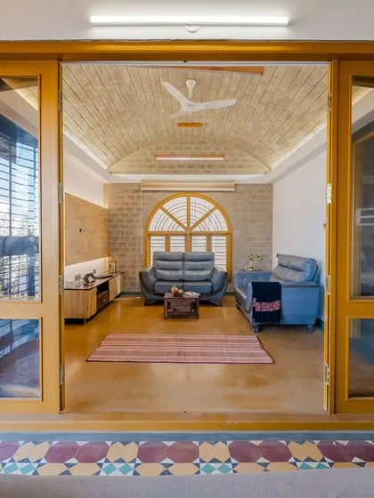 A view from the swing, looking back into the main living area.