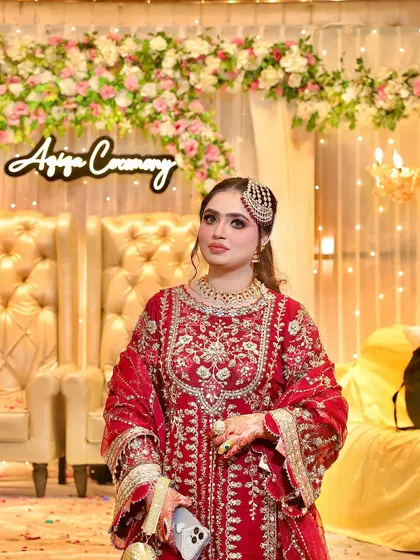 We also specialize in decor for traditional ceremonies like this Aqiqah. Here, the beautiful floral stage backdrop and custom neon sign create a perfect setting for the celebration.