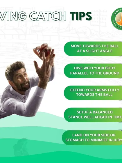 Our guide to taking a spectacular diving catch. Learn how to move towards the ball, extend your arms, and land safely to minimize injury.