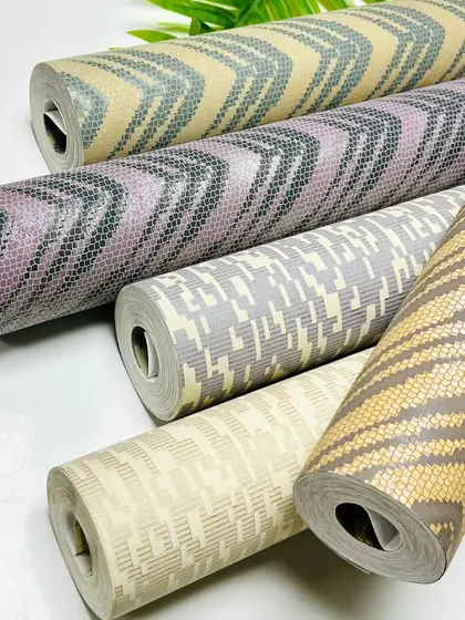 A selection of modern, geometric wallpaper patterns from my collection. These designs feature snakeskin textures and digital camo prints in contemporary color palettes.