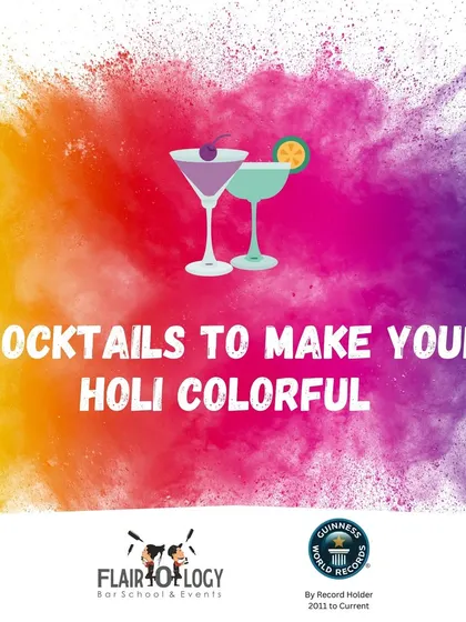 An image to inspire your Holi party. We can create a whole menu of colorful cocktails to make your celebration even more vibrant.