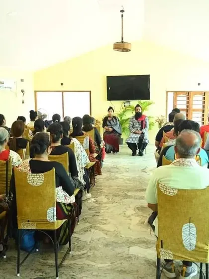 A view of a meditation session in progress.