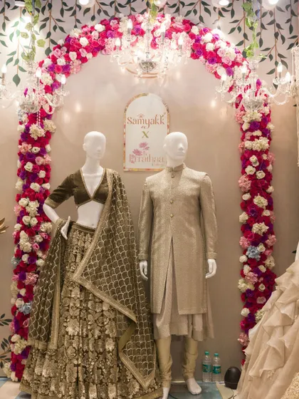 A duplicate of the floral arch setup, showcasing the beautiful blend of fashion and decor.