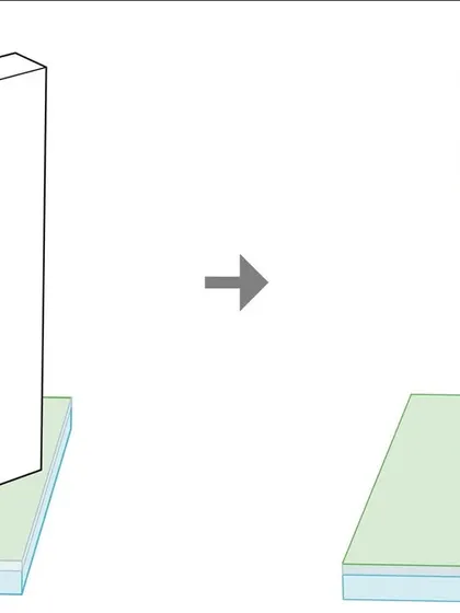 A diagram illustrating our process of translating functional requirements into architectural form. We map out spaces vertically and then carve them into the building's mass, creating a structure defined by its internal purpose.