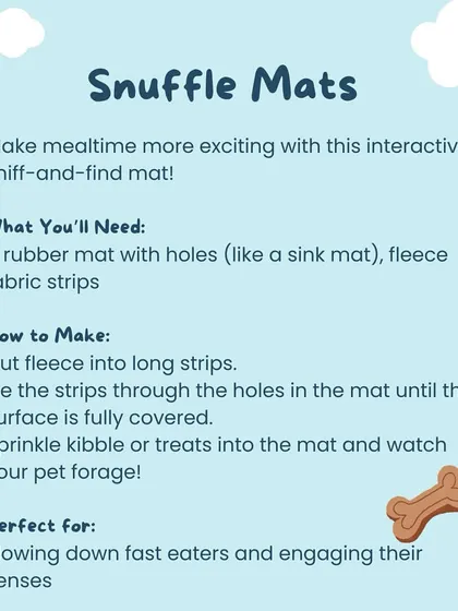 If your dog eats too quickly, a DIY snuffle mat is a great solution. This guide shows you how to make one using a rubber mat and some fleece. It turns mealtime into a fun foraging game.