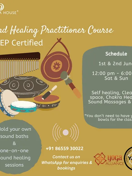 An announcement for our certified Sound Healing Practitioner course. This training covers self healing, space clearing, chakra healing, sound massages, and how to hold your own sessions.
