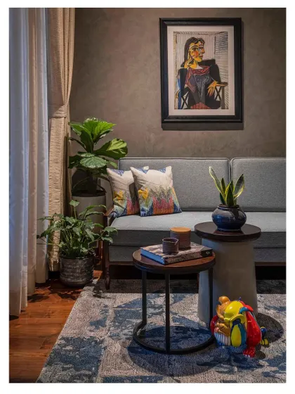 A cozy corner at "Between Two Trees", a duplicate image showing the finished space for context within this cluster.