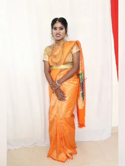 Here are some of the South Indian bridal looks created at my academy. We focus on the traditional temple jewelry, bright silk sarees, and intricate braided hairstyles.