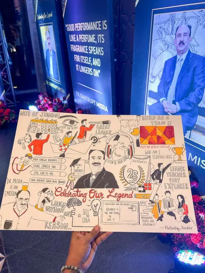 Another view of the farewell artwork, showcasing the various milestones and memories captured in the doodle. It was an honor to create something special for such a respected figure.