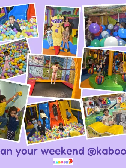 A collage of fun! This image captures just a fraction of the activities and happy moments you can expect during a weekend at Kaboom.