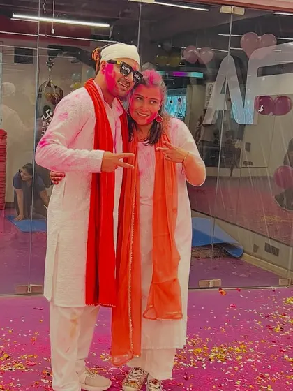 A colorful throwback moment from our Holi celebration. Sharing a happy picture with a member of my AF fam, covered in gulal.