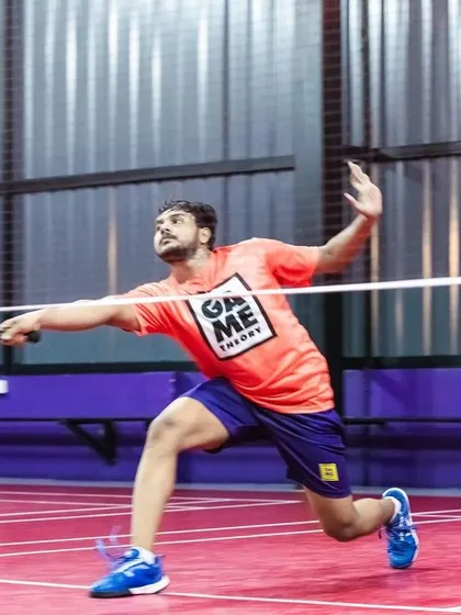 A player mid-smash at our GOAT Vision launch event. Our courts are designed to support powerful, athletic movements, providing a safe and professional environment for competitive play.