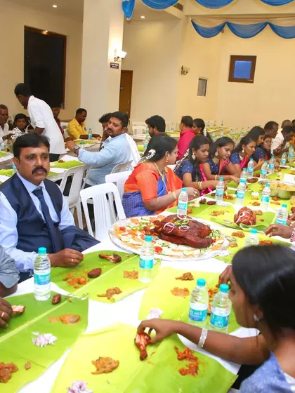A view of the dining hall, filled with guests enjoying our food.