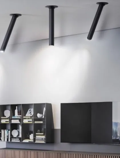 The Dyno Long is a surface-mounted spotlight with a sleek, cylindrical design. It's perfect for spaces with high ceilings or for adding a minimalist architectural element while highlighting specific areas.