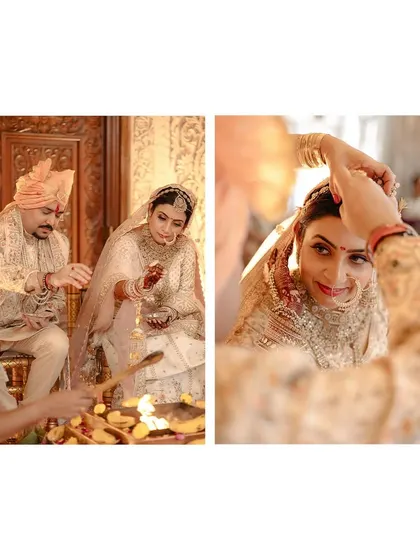 The sindoor ceremony, a deeply significant moment, captured with a focus on the couple's gentle interaction.