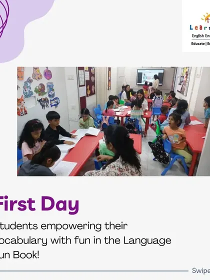 Another view of our students working in their Language Fun Books on the first day. The classroom is buzzing with the energy of new beginnings and the joy of learning.