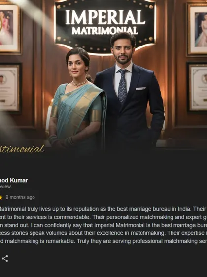 A client confirms that we live up to our reputation as the best marriage bureau in India. They commend our personalized matchmaking, expert guidance, and the remarkable success stories that speak for our excellence.