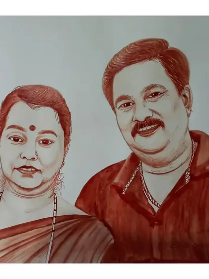 A blood portrait of a couple, ideal for celebrating a long-lasting relationship or as a gift for parents.