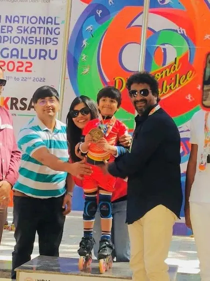 Rayaansh's glorious gold medal moment at the 60th National Roller Skating Championships.