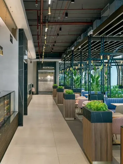 For this Haldiram's outlet in New Delhi, we designed a modern and efficient counter area. The layout features distinct zones for different food types, ensuring a smooth and organized customer flow.