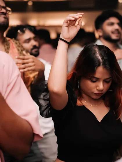 A woman in deep concentration, feeling the rhythm. Dancing can be a meditative experience.