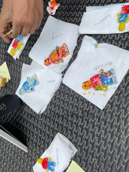Kids get creative with soap-making activities, molding and coloring their own LEGO-shaped soaps to take home as a party favor.