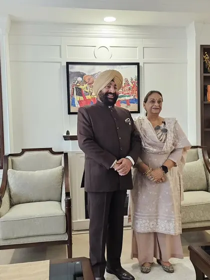 A photo with the Honourable Governor in one of the formal seating areas we designed. The goal was to create a space that is both elegant and comfortable for receiving state guests.