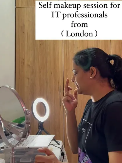 An online self makeup session for an IT professional from London. I am guiding her on nose contouring for a subtle, defined look.