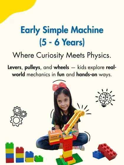In 'Early Simple Machines' for 5-6 year olds, curiosity meets physics. Kids get a hands-on introduction to real-world mechanics like levers, pulleys, and wheels.