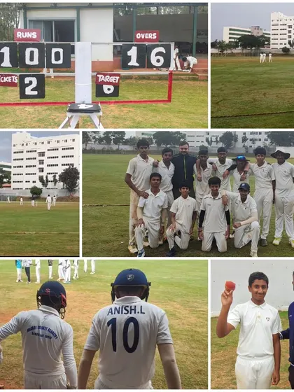 A collage of action shots, scoreboard views, and player awards from our U-17 tour of Kunigal.