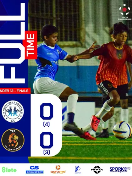 The final result of the U13 Youth Championship, a narrow loss on penalties after a hard-fought match.