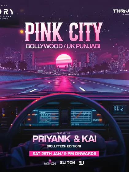 The poster for our 'Pink City' themed night. We mix Bollywood and UK Punjabi music with a unique visual concept, giving you a completely fresh party experience every time.